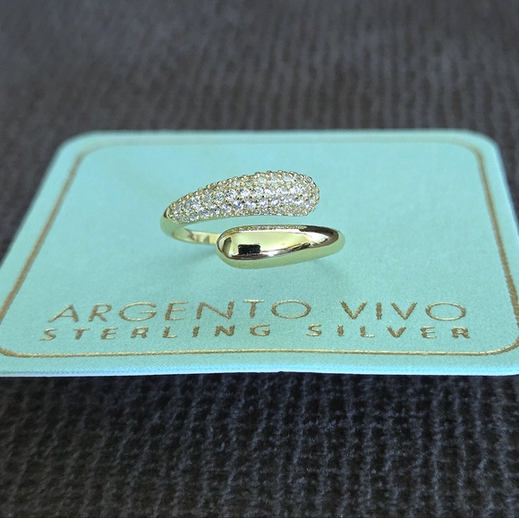 Argento Vivo Gold💛 Raindrops💧 Bypass🔁 Ring💍 - Picture 12 of 15